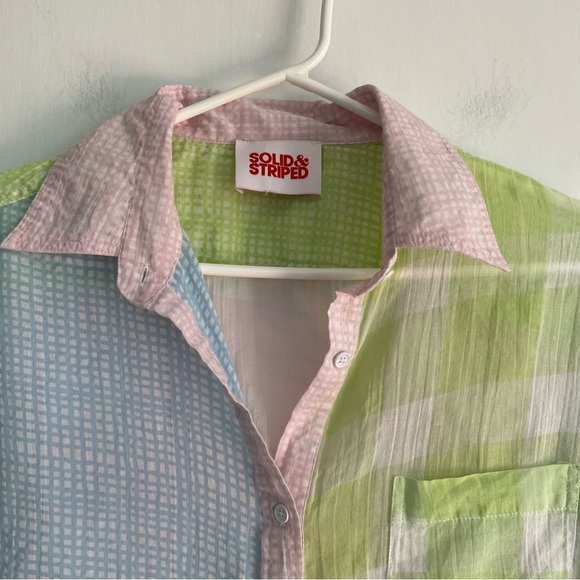 Solid & Striped The Mixed Print Long Oxford Tunic Swim
Coverup Pink Green XS - Picture 10 of 15